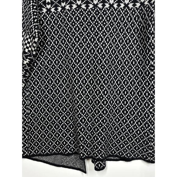 Kamana Geometric Aztec Open Cardigan Sweater Black White Red Long Sleeve Size L - Picture 9 of 11